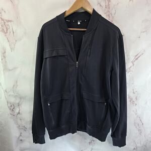 Public Rec Jacket Mens Large Black Zip Bomber Crosstown Stretchy Commuter Tech
